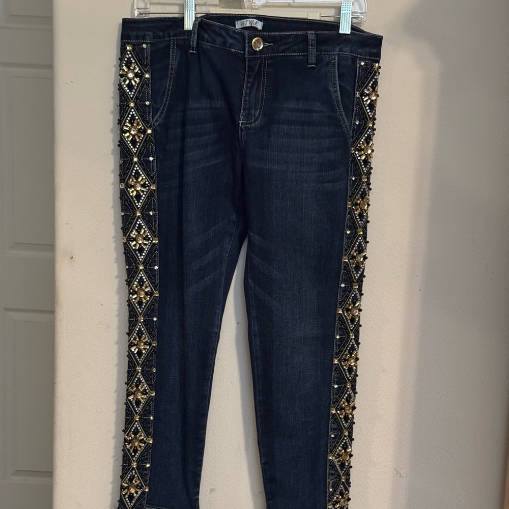 Embellished Blue Women's Jeans One of a Kind